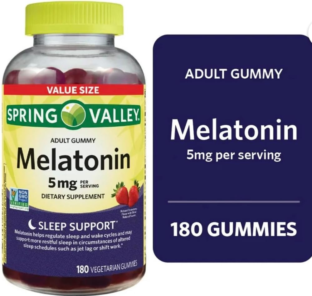 Soring Valley Melatonin Gummies, Non GMO, Strawberry Flavor, 5 mg, 180