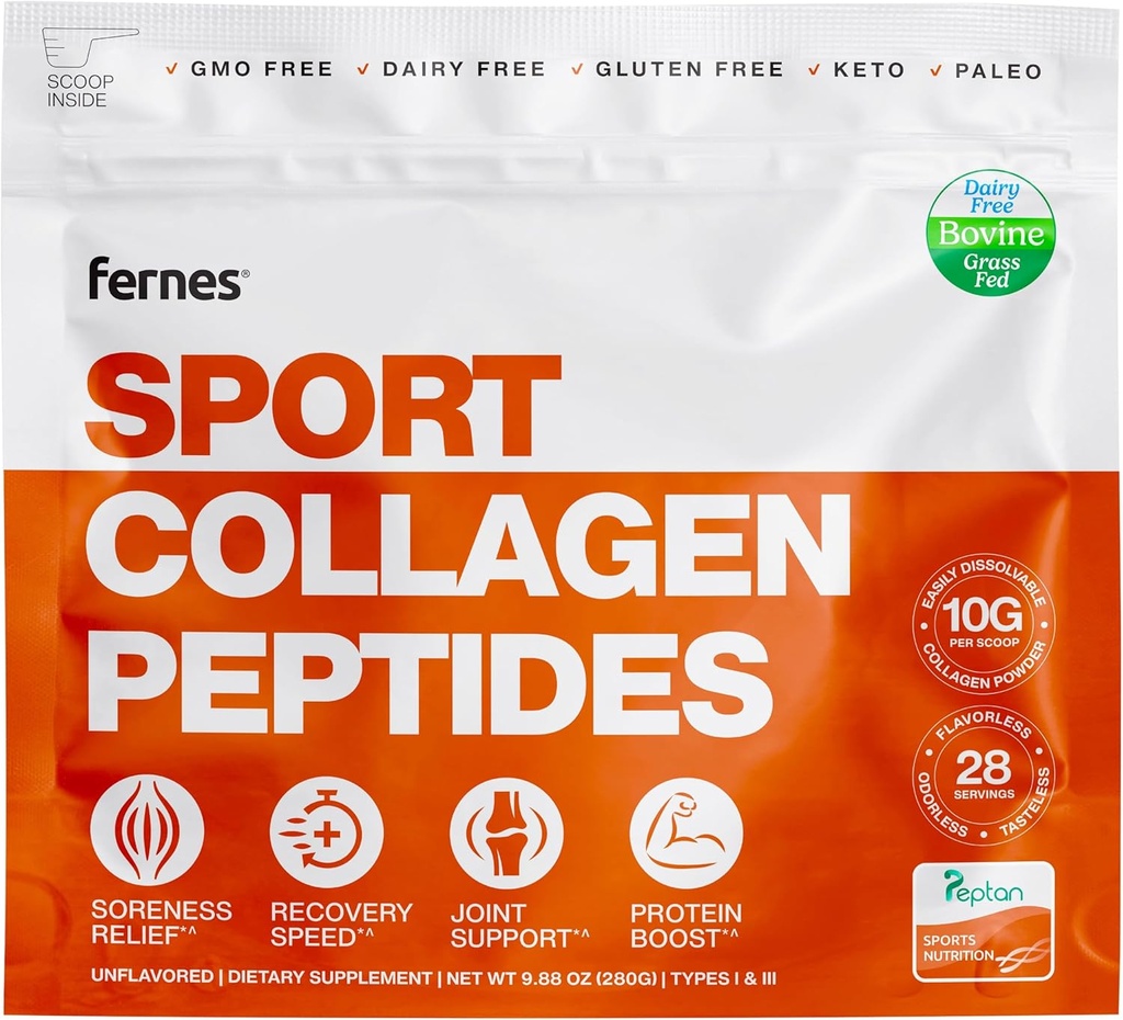 Hydrolyzed Collagen Peptides Protein Supplement for Women & Men - Lihas ja liikunta Recovery, Joint & Bone Support - Grass Fed Tyyppi I & III - Keto, Paleo - 28 Tarjoiluja, 9,88 oz, makuamaton jauhe