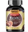 Reishi Mushroom Extract - Premium Quality, Only Fruiting Bodies, Antioxidant, Pmonotes Longevity, Immunity Booster, Energy & Vitality, tar bort trötthet, 90 Veg Caps.