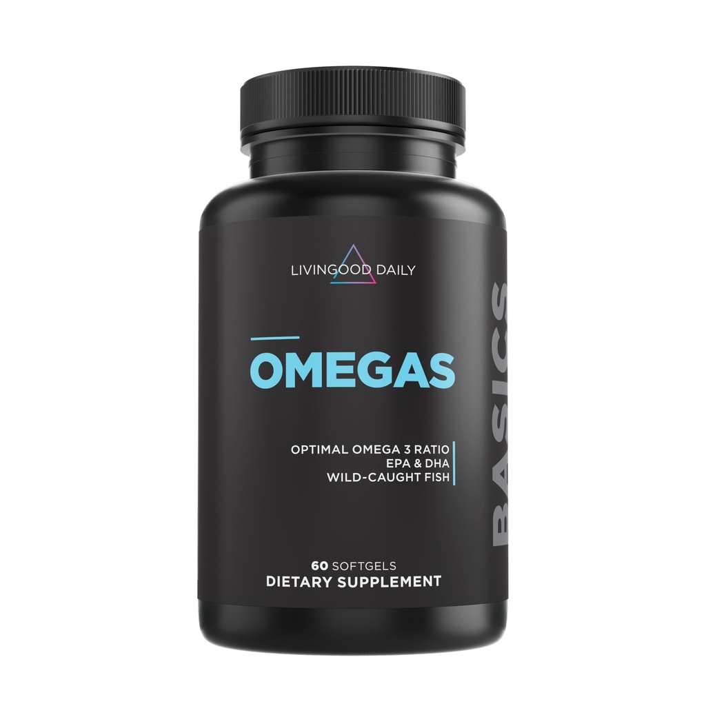 Livingood Daily Fish Oil Omega 3 täydennysosa, EPA ja Dha Wild Caught Fish, Omega 3 Rasvahapot sydämen, aivot ja yhteinen terveys miesten ja naisten, Gluteeniton, 30 päivän tarjonta, 60 Softgels