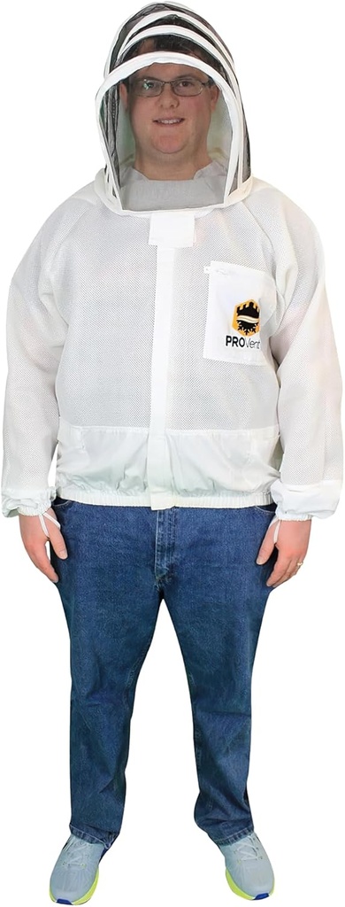 Mann Lake Provent Beekeeping Jacket, Professional Grade Vented Bee Gear med själv stödjande slöja, tunga zippers, elastiska handledsöppningar, förstärkta högkläder och bröst ficka, Medium