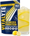 Vitalyte Electrolyte Powder Drink Mix, Isotonic Electrolyte Hydration Mix, Gluteenittomat Post Treenout Powder Mix, Pakkaus 1, 35 oz., Sitruunamaku