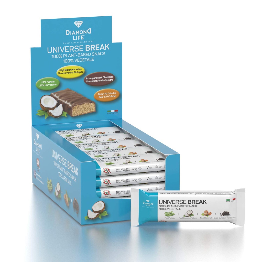 UNIVERSE BREAK - Coconut Flavour - Täydellisesti tasapainoinen matala-kalori kasvipohjainen baari - Diamond Life