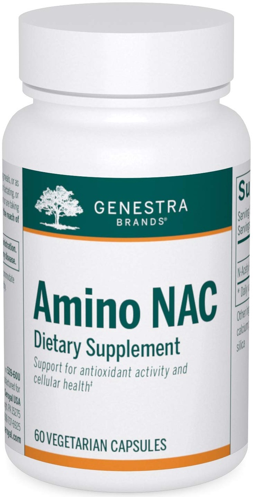 Genestra Brands Amino NAC | Vegan N-Acetyl-L-Cysteine Formel | 60 kapslar