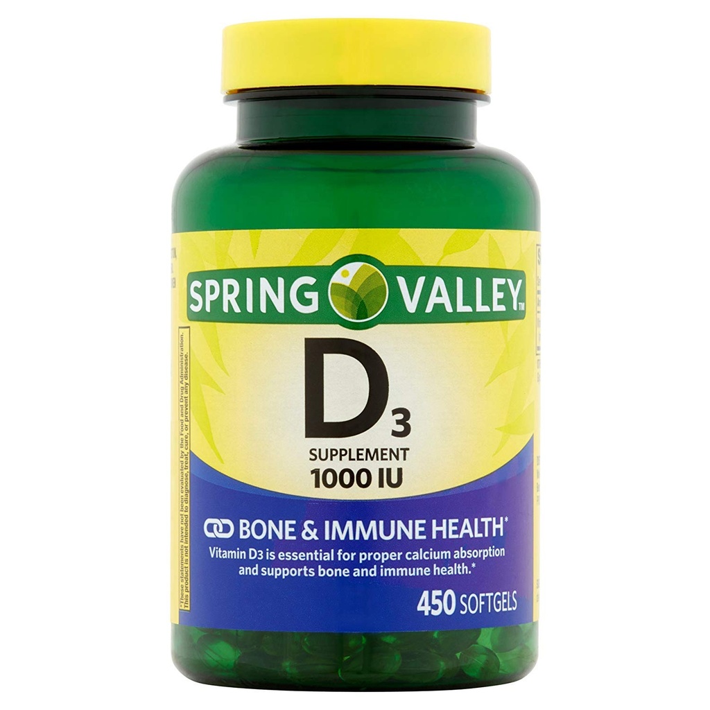 Spring Valley - D-3 1000 IU, 450 Softgels