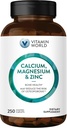 Vitamiini maailman kalsium Magnesium Sinkki "Promotes Bone Health 250 päällystetty kapselit