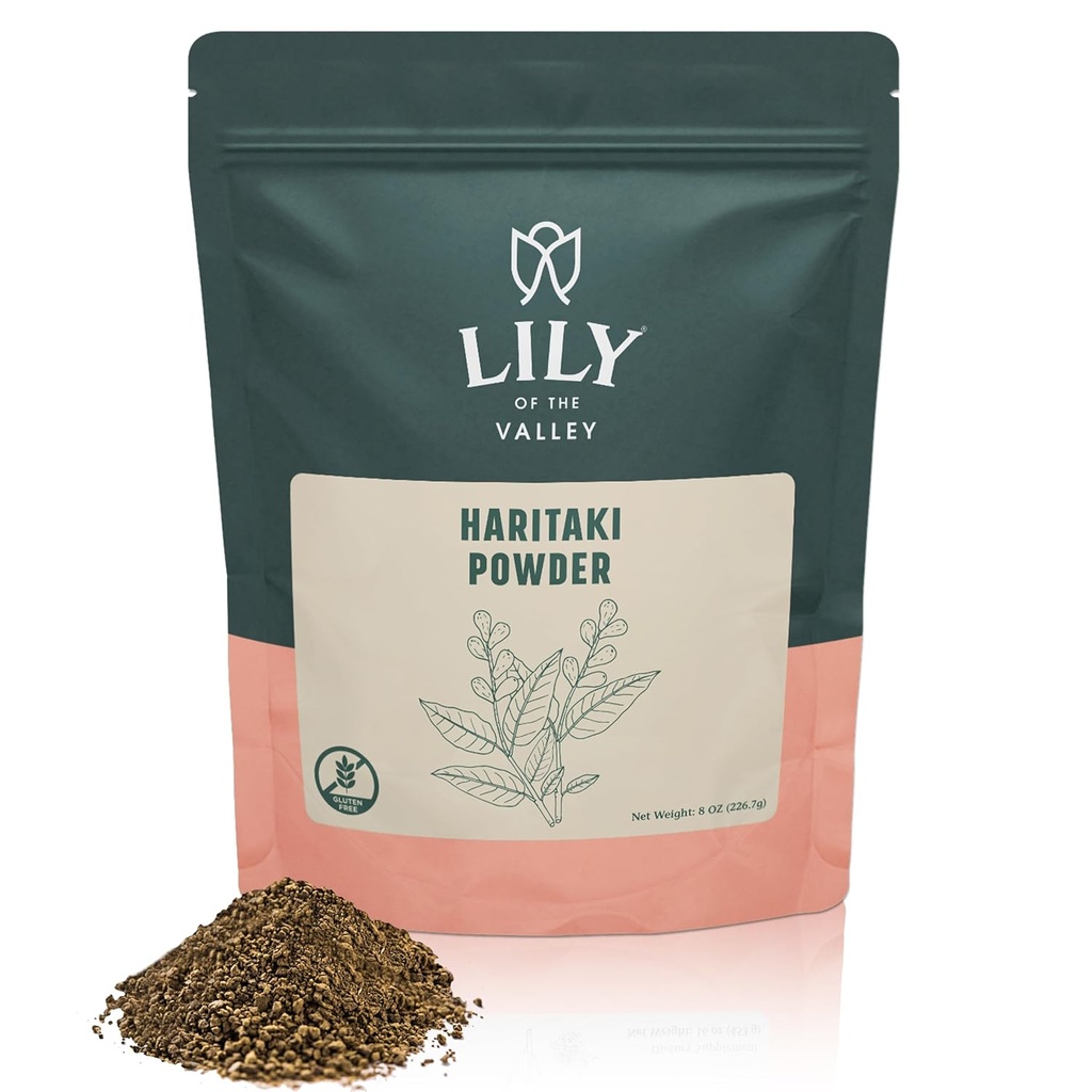 Lily of the Valley Haritaki Powder - Terminalia Chebula - Sourced from India - An Ayurvedic Herb - 100% Natural & No Added Preservative - Vegan & Gluten-Free (8oz, 226g) - Package May Vary