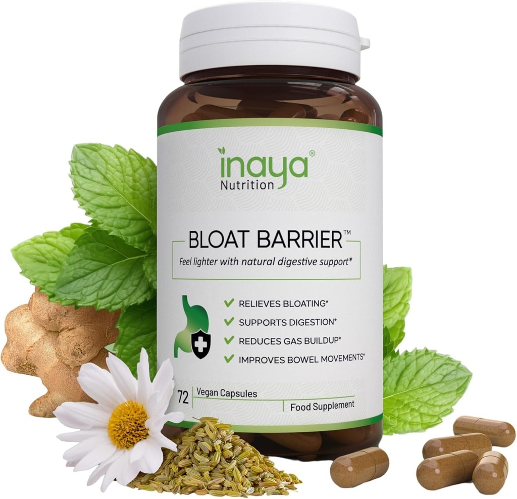 BloatBarrier 72 kapselit - Natural Digestion ja turvotus täydentää vatsan turvotusta lievittää, kaasun vähentäminen, ja paranneltu Bowel liikkeet Vegaani, Gut Health täydentää