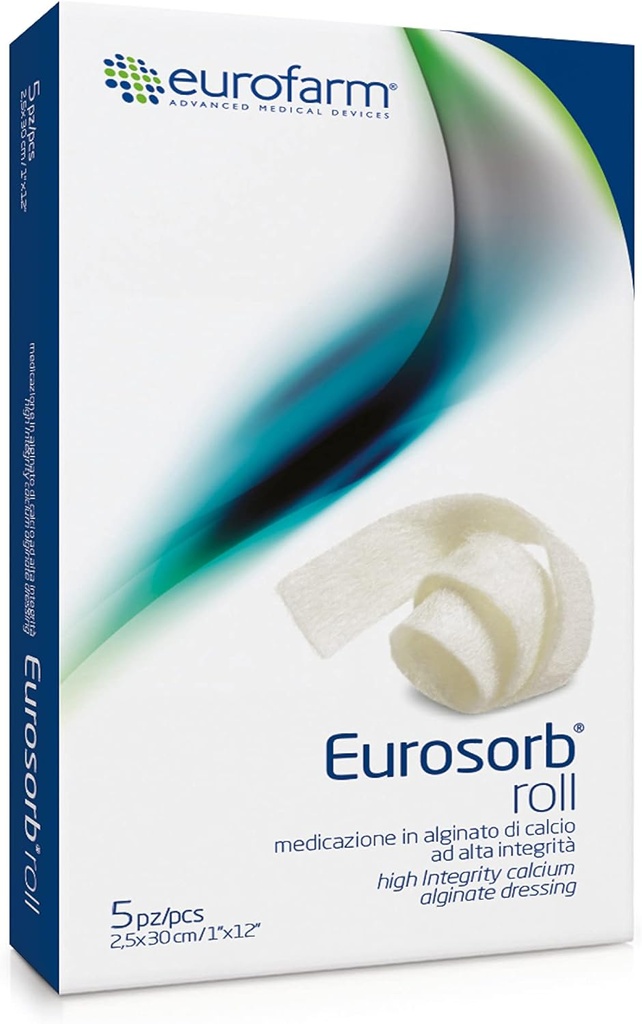 Eurosorb Roll -1 x 12 in -100% High Integrity Kalsium Ribbon pukeutuminen, Promotes Parannusprosessi, Uuden kudoksen muodostaminen,Integraal Alginate ...
