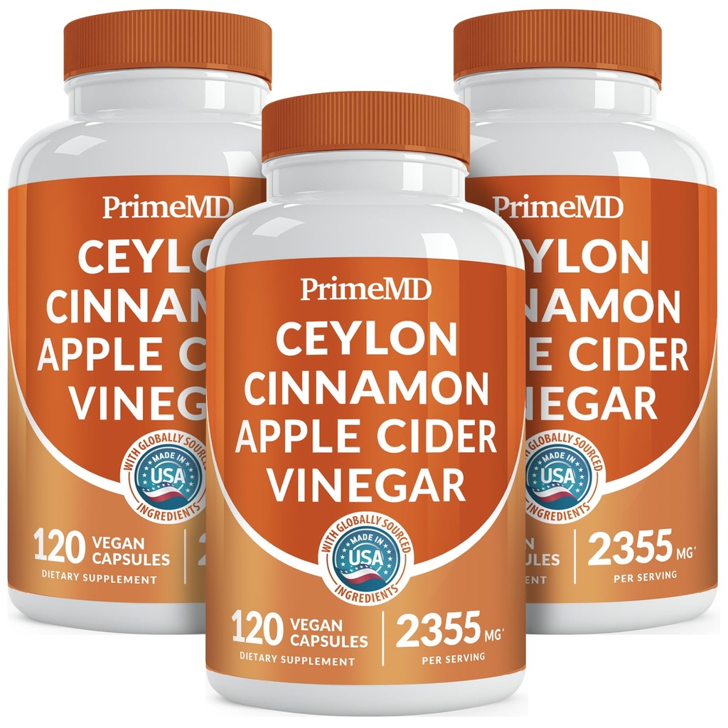 5-in-1 Ceylon Cinnamon kapselit 2355mg - Ceylon Cinnamon ja Apple Siideri Viinietikka kapselit - Turmeeric ja Panax Ginseng - Kaneli täydentää Bioperine (120ct, pakkaus 3)