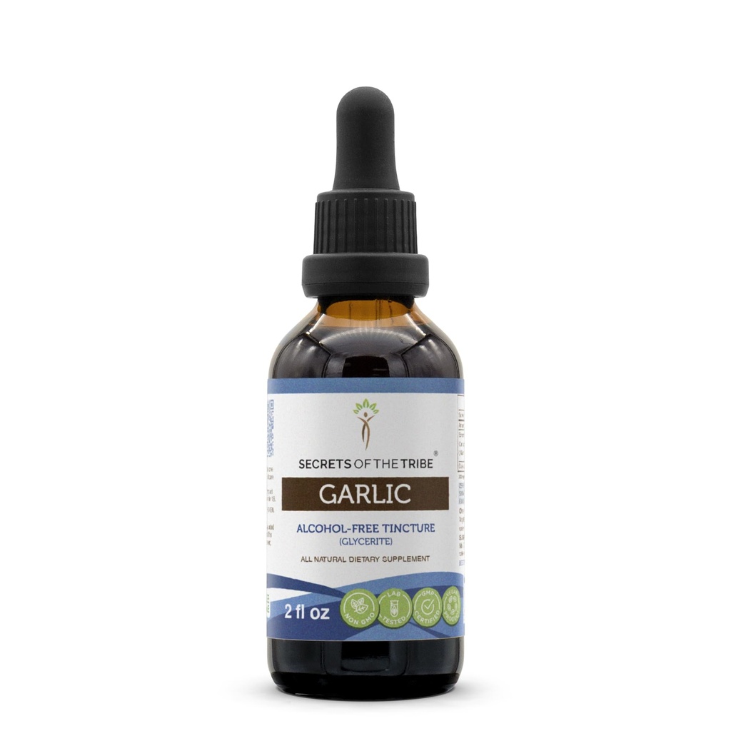 Hemligheter av Tribe Garlic Tincture Alcohol-Free Liquid Extract, Garlic Dried Bulb (2 FL OZ)