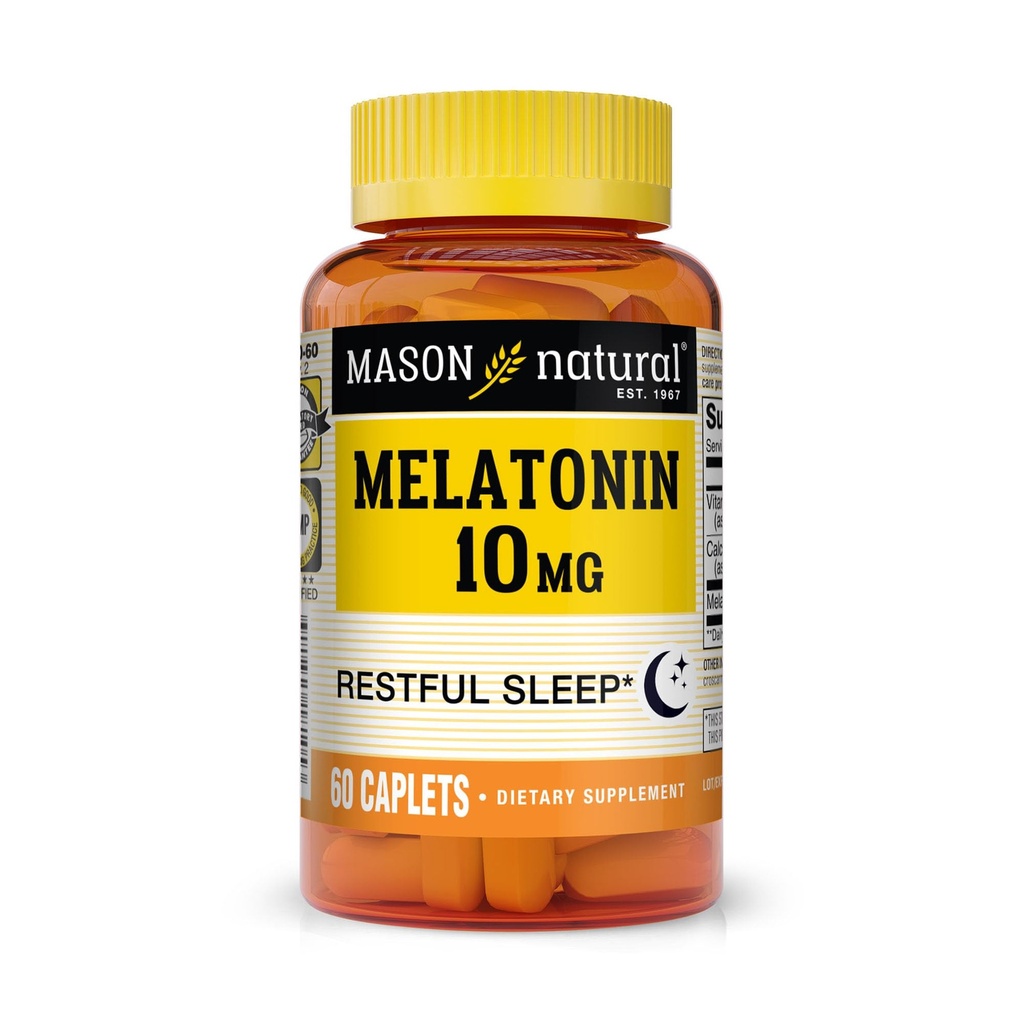MASON NATURAL Melatoniini 3 mg kanssa B6 & kalsium, luonnollinen uniapu, tukee levollinen uni, 60 tablettia