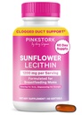 Rosa Stork Sunflower Lecithin Supplement - 1200 mg för täppt mjölkdukter - Amning Essentials för postpartummammor - Stöder bröstmjölkflöde - 60 Softgels