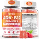 Methylated Multivitamiini Women Miehet, D3 K2 5 000IU / 10 000IU, B12 5000 mikrog 2500 mikrog, K2 (MK-7) 240 mikrog- ADK+Metyyli B12, Vegan D3, Vitamin A, C, Zinc Eye, Bone,Energy,Immune, Sokerittomat Gummies