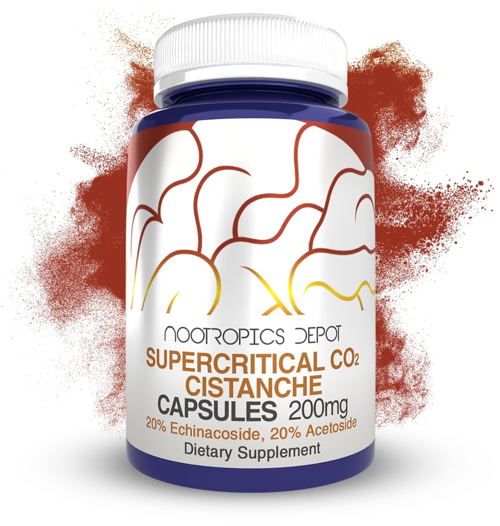 Nootropics Depot Cistanche Superkriittinen CO2 Extract kapselit .. 20% Echinacoside + 20% Verbascoside (Asetosidi) 60