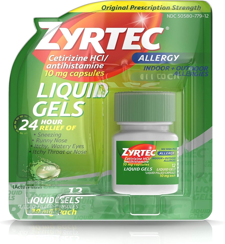 Zyrtec 24 tunnin sisällä ja ulkona Allergy Liquid Geels, antihistamiini kapselit ja Cetitiz Hydrochlorothiazide All-Day Allergia Relief, 12 t (pakkaus 2)
