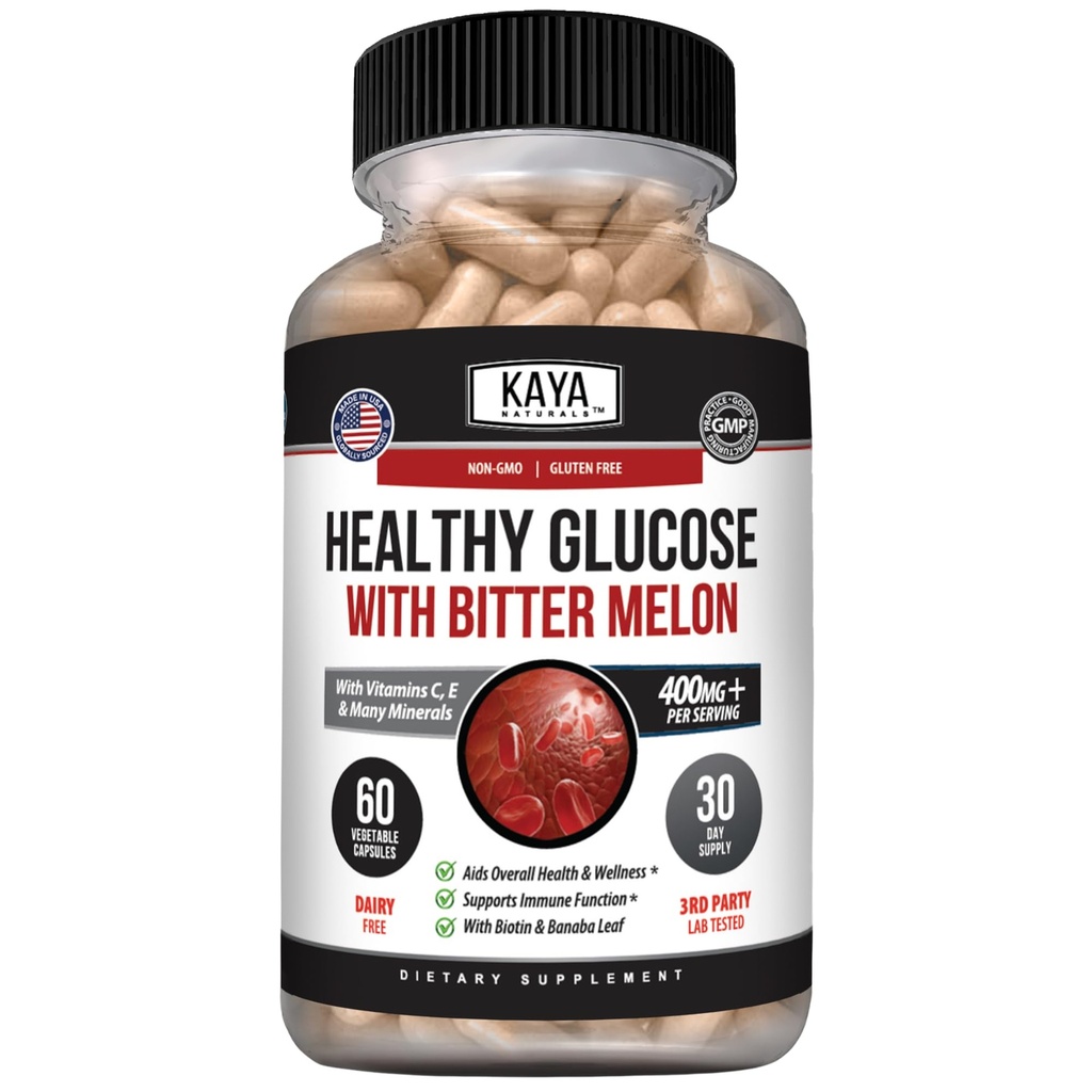 Kaya Naturals Terveellinen Gluco Bittermelon täydentää . Tuki Terveet tasot ja toiminta, 20 Yrtit Vitamiinit ja mineraalit, Alpha Lipoic Acide, Kaneli, C-vitamiini ja E, ei-GMO (60 kreivi)