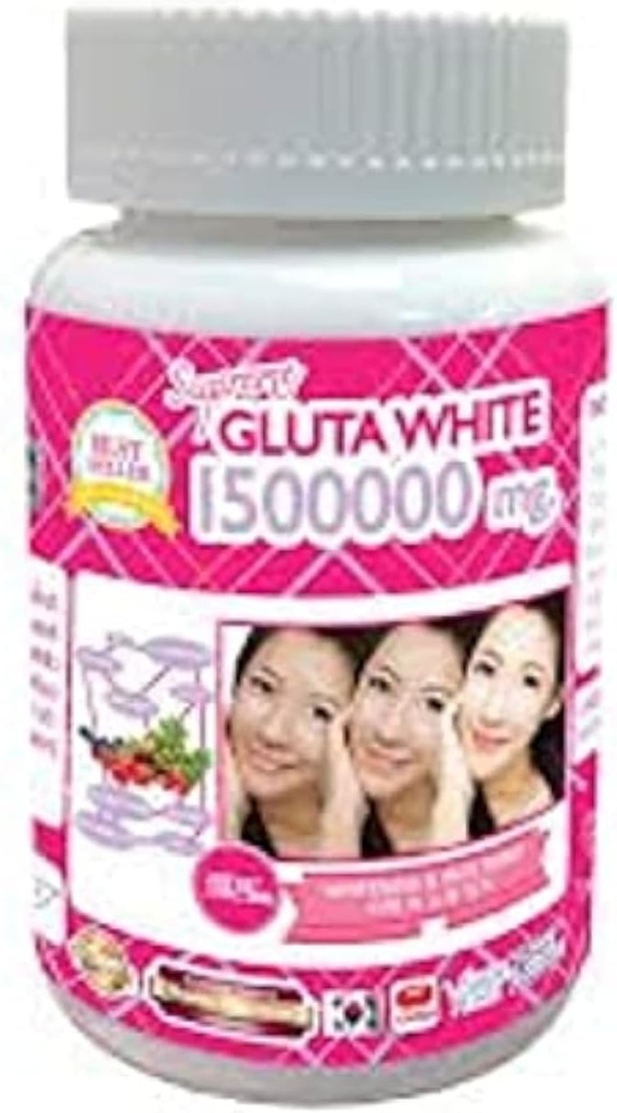 1 pullo X 30 Softgels Supreme Gluta White 1500000mg. Super valkaisuun Glutatione Anti - ikääntyminen. (Supreme Whitening Skin Boost up Collagen Poista tumma täplä ja arpi Kiristää Pore Terve iho ja hiukset)