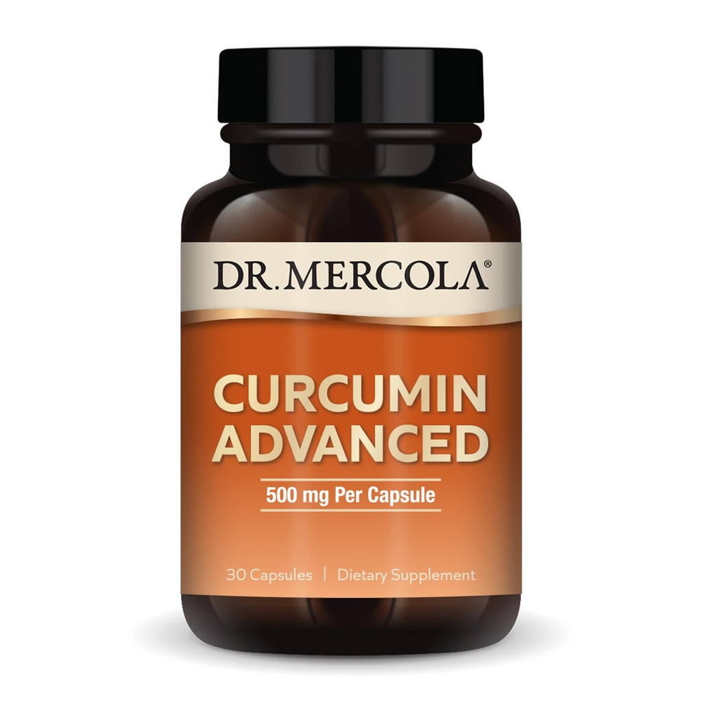 Dr. Mercola Curcumin Advanced - 500 mg Curcumin juuriuute - 95% Curcuminoids - Vision Health, Digestion & Focus - Kestävä julkaisu - ei-GMO, Gluteeniton & soijaton - 30 kapselia (30 tarjoilua)