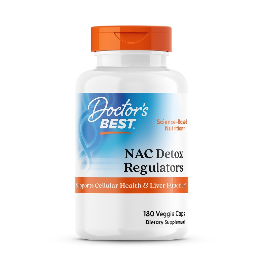 Doktorns bästa Nac Detox Regulatorer med seleno excell, Non-GMO, Vegetarian, Gluten & Soy Free, 180 Veggie Caps, 180Count