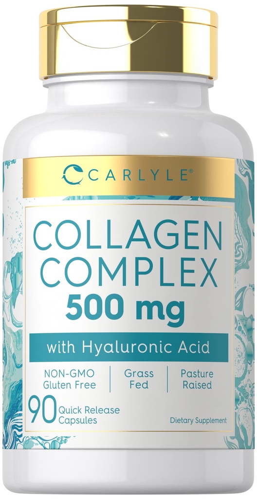Carlyle Collagen Pills with Hyaluronic Acid 500 mg ... 90 kapselia... Hydrolysoitu kollageenin täydennysosa...