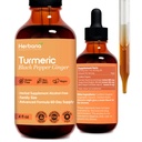 Kurkuma 3-in-1 Liquid Extract - Curcumin & Ginger, Black Pepper - Luonnollinen kasviperäisten täydentää - Immuuni ja aivojen Booster Tincture (2 FL OZ)