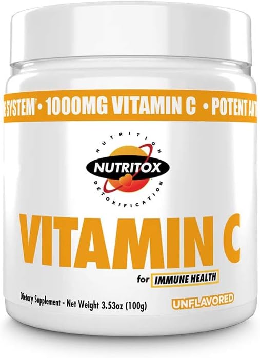 Vitamin C Powder Supplement - Ren askorbinsyra - Icke-GMO - Osmakad Pulveriserad vitamin C - 100 portioner