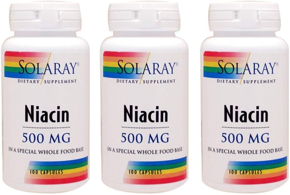 Niacin 500 mg Solaray 100 VegCaps (3 pakkaus)