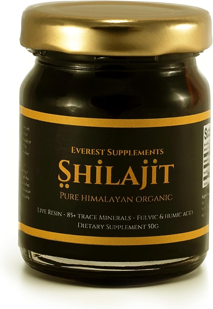 Shilajit Pure Himalayan Organic Shilajit Hartsi - Shilajit miehille - Gold Grade 500 mg Maximum Potency - 85 Trace Minerals & Fulvic and Humpc Acid for Energy Immune Support, 30 Grams (50 Grams)