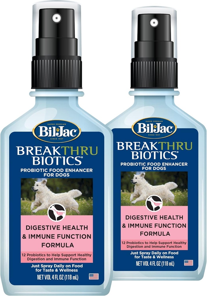 Bil-Jac Breakthru Biotics Probiotic Supplement för hundar - 2-pack, Premium Pet Digestive Health Support, Canine Food Enhancer med naturliga ingredienser för Gut Balance och Immune System Boost