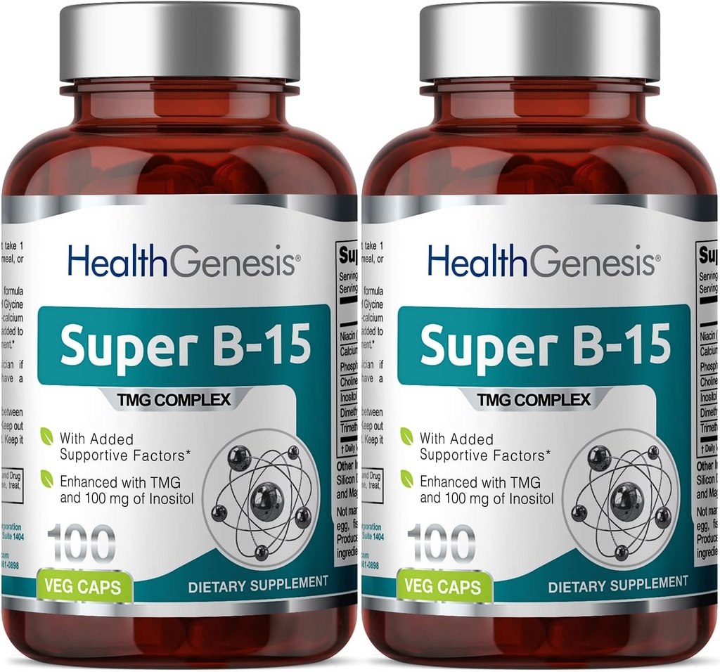Super B-15 100 Vcaps 2 pakkaus - Niacin kalsiumkoliini Inositoli DMG TMG - tukee tervettä happienergiaa