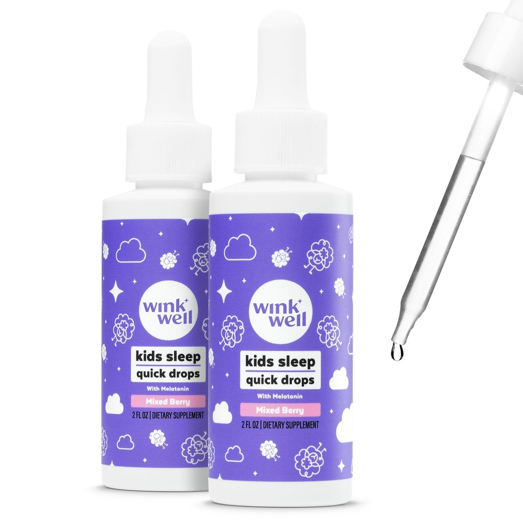 Wink Well Lapset Liquid Melatoniinin Drops, Natural melatoniini Drops lapsille 1 mg Per Serving Liquid Melatoniini lapsille, Drug-free ja non-Habit muodossa (2 pakkaus)