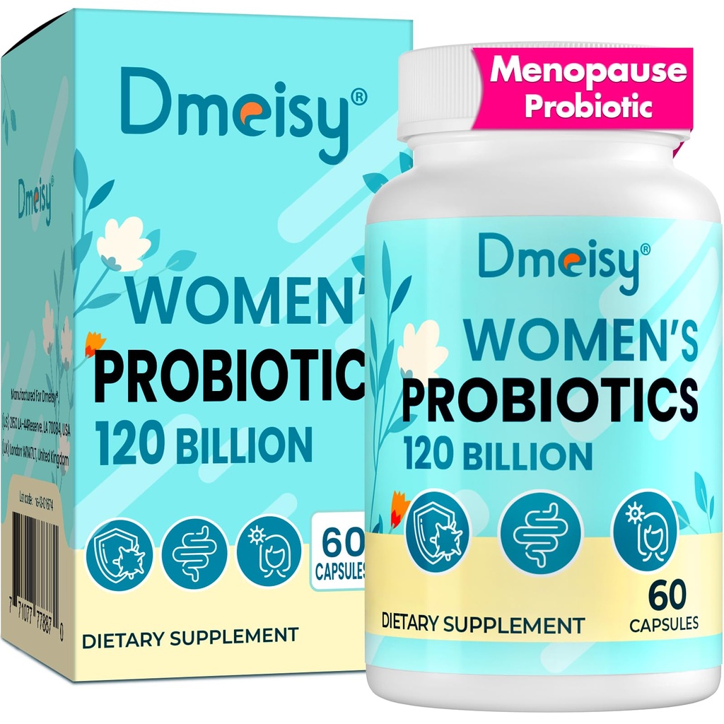 Vaihdevuodet lisäravinteet naisille, 120 miljardia PMY Probiootti, 13-in-1 Yrtit Probiootit Complex, Menopause Relief, Hormoni Balance, Hot Flashs, Night Sweats, Mood Swings, Gut & Immuniteetti - 60 kapseli
