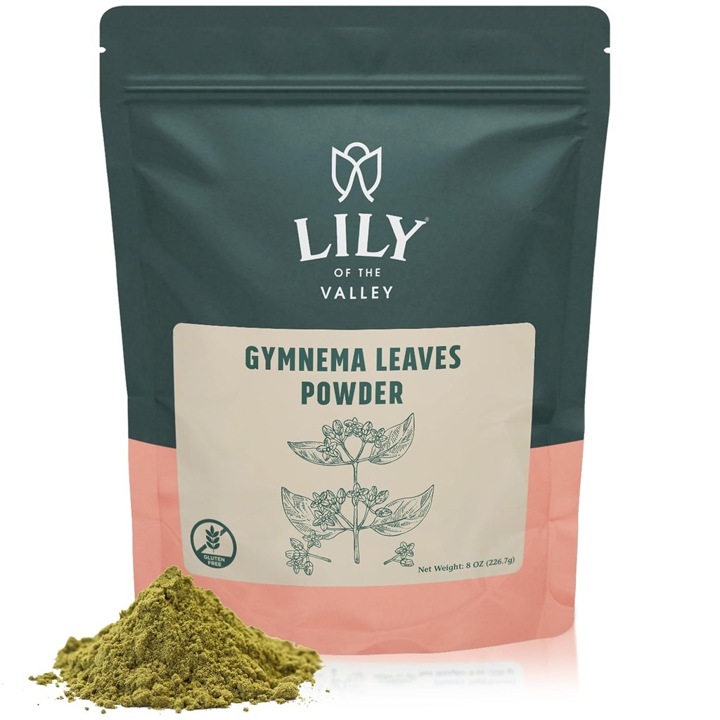 LILY OF THE VALLEY Gymnema Sylvestre Leaf Powder - Herbal Gurmar Powder - Vegan & Gluten-Free - Packad i Återförsäljbar Påse (8oz, 226g)