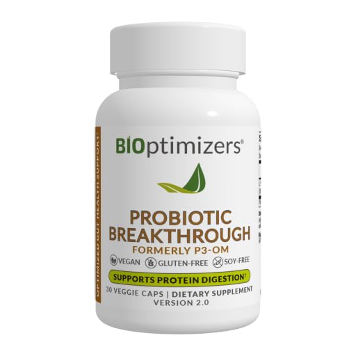 BIOptimizers Probiotic Breakthrough - Lactobacillus Plantarum OM Probiotics & Prebiotics Health Supplement for Gut, Digestive & Immune Support Probiotics for Women Men Elderly - 30 Vegan Capsules