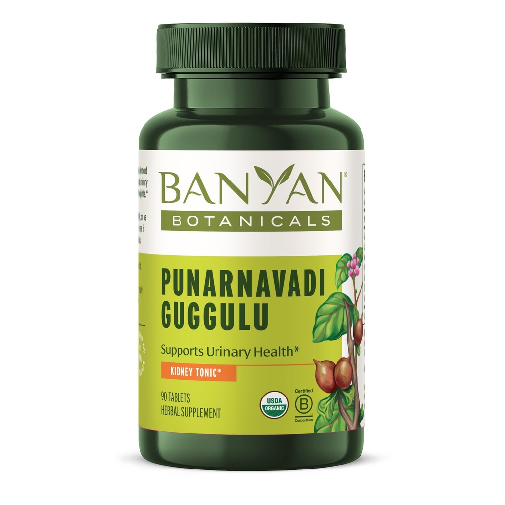 Banyan Botanicals Organic Punarnavadi Guggulu Tabletit ... Organic Joint Supplement... tukee tervettä munuaisten ja virtsajärjestelmän toimintaa* ... 90 tablettia...