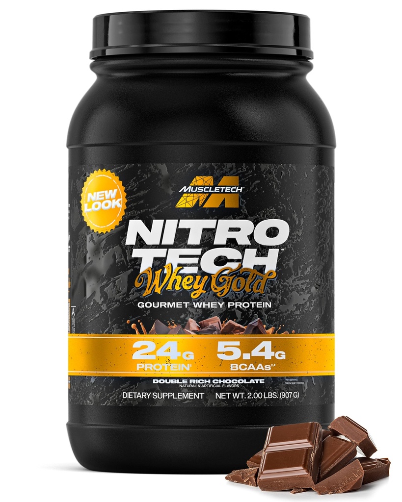 Lihastech Whey Protein Powder (Double Rich Chocolate, 2LB) - Nitro-Tech Whey Protein Isolate Smoothie Mix Lean Muscle & Recovery - 24g Whey Gold for Women & Men - Pakkaus Toukokuu Vary