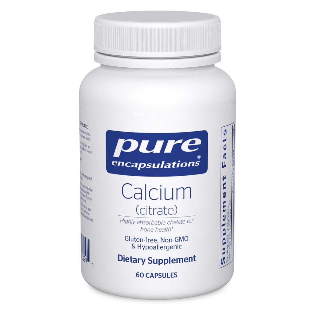 Calcium (Citrate) - Luu-, hampaiden-, koloni- ja kardiovaskulaariterveyden tukilisä* - Premium Kalsiumsitraatilla 60 kapselia