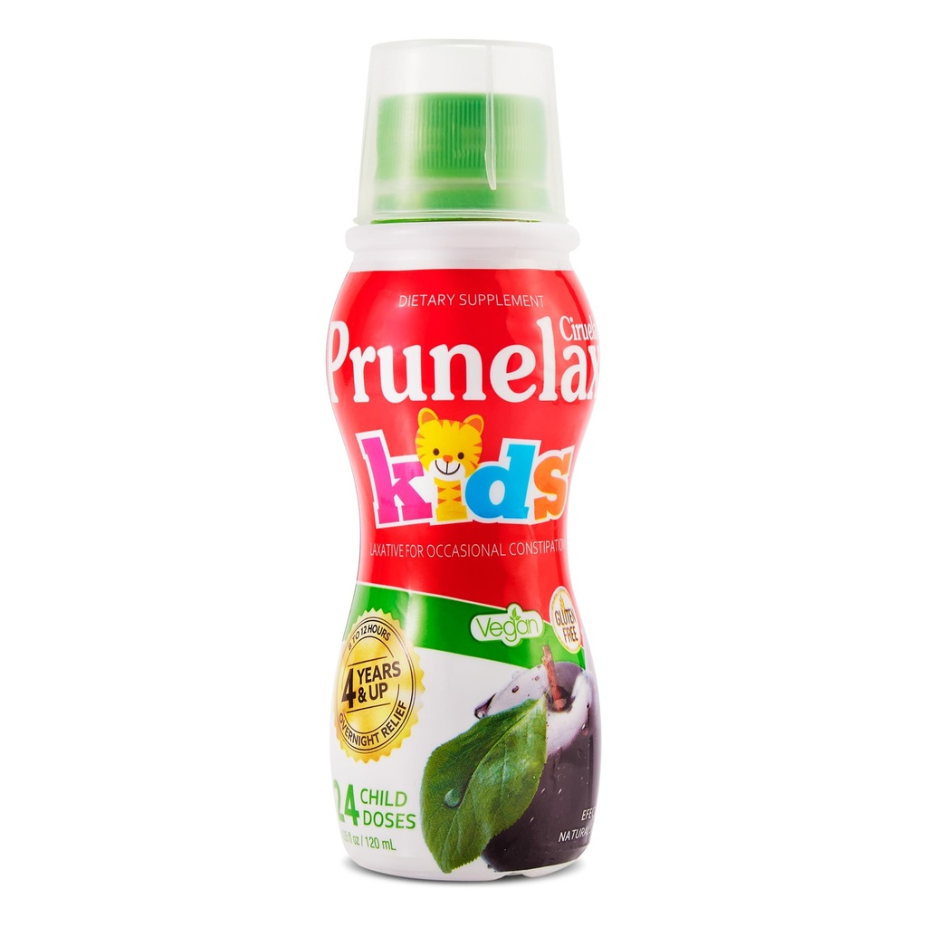 Prunelax Ciruelax Säännöllinen vahvuus Nestemäinen Laksatiivinen lapsille - Hellävarainen lievittää satunnaista ummetusta, Senna Extract, Vegan & Gluteeniton, Nopeasti vaikuttava Yöpymisen helpotus - 4.05 fl oz