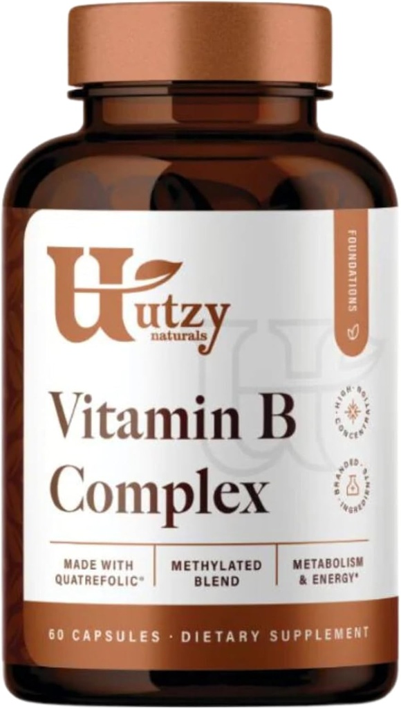 Utzy Naturals B-vitamiinikompleksi . Sisältää kaikki 8 olennaista B-vitamiinia.