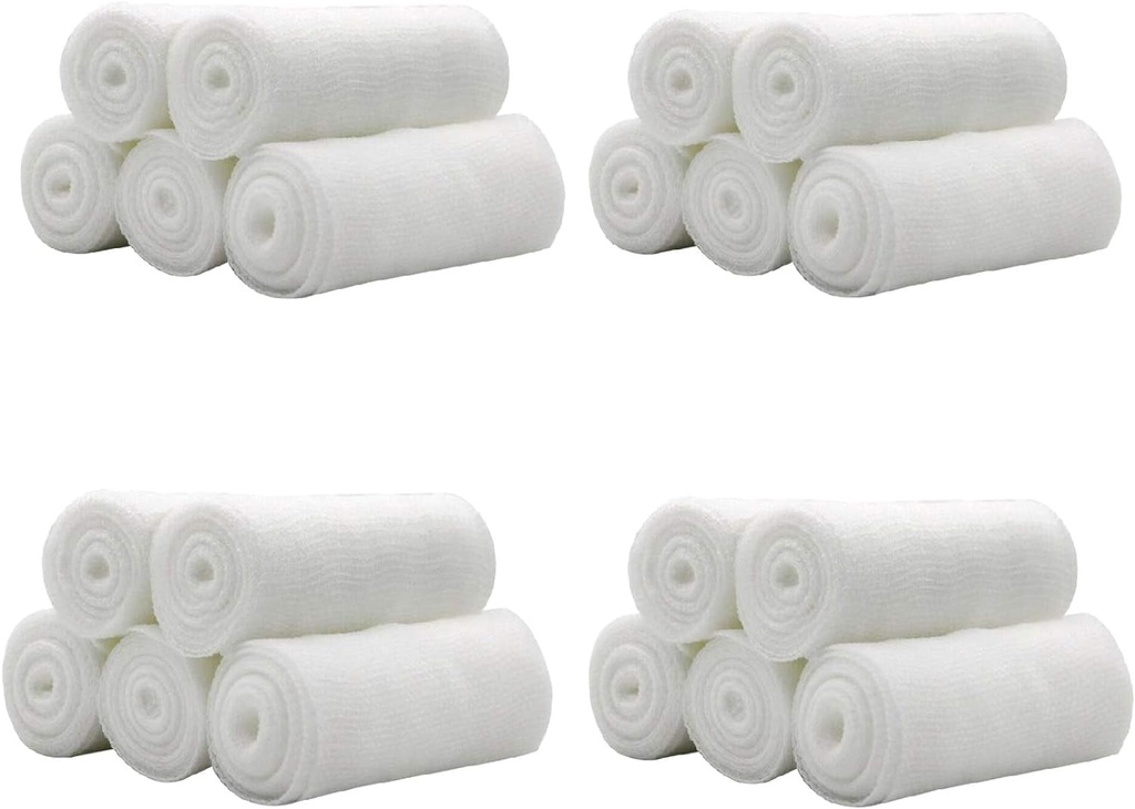 Syöminen 20 rullaa 4 tuuman x 4,92 Yards rullattu kaukalonauha Stretch Bandage / Medical Grade Steriili Ensiapu Haavojen hoito Puuvilla Ply / Stretched laastari rullat lääketieteellisellä teipillä