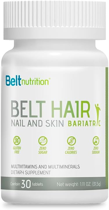 Belt Hiukset, kynsi, ja ihon Bariatric (Gastric ohitustien, Hihat Gastrectomy) Multivitamiini ja monimineral Taulukot - Ei makua - 1 kuukauden tarjonta