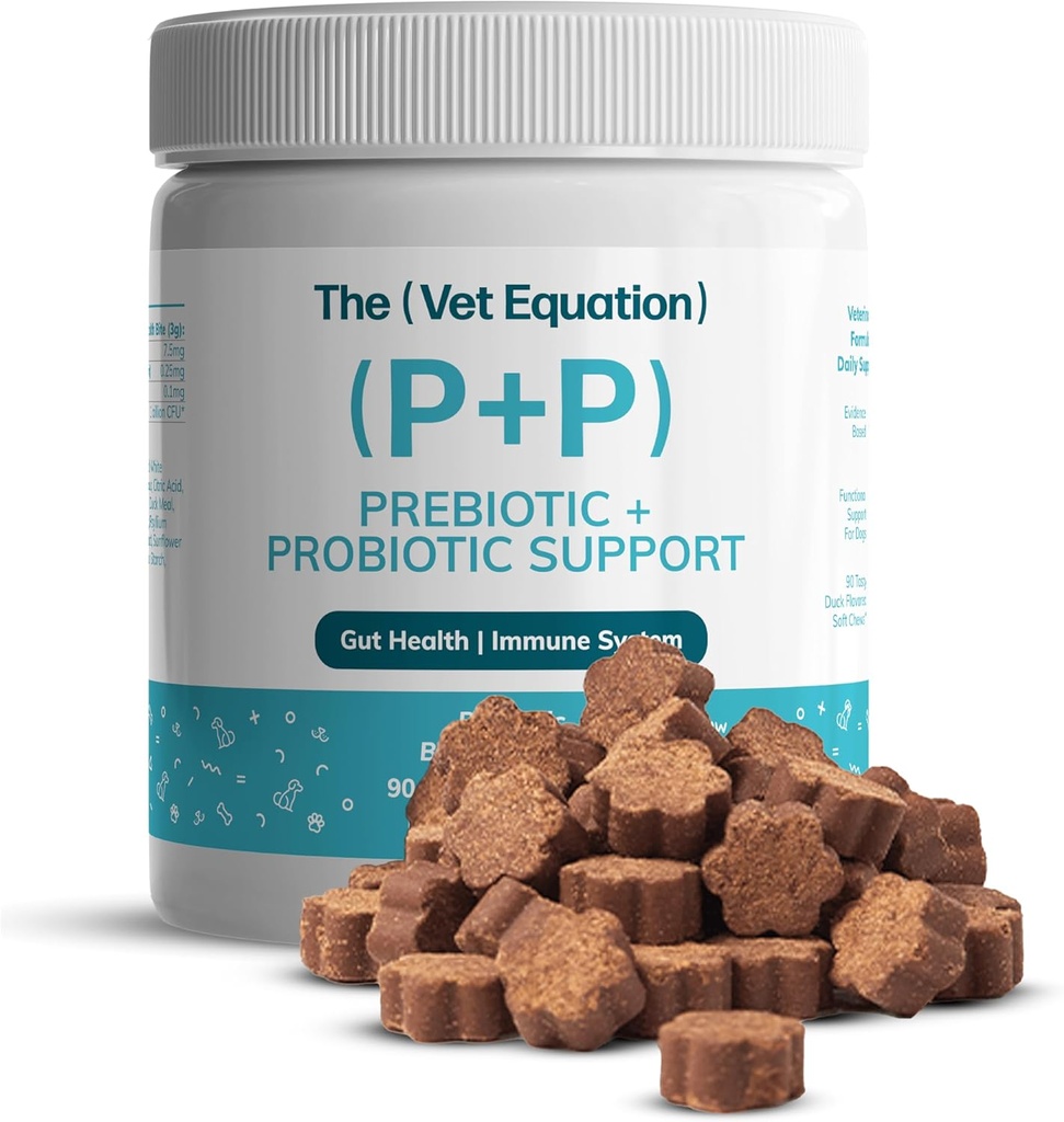 Prebiootti & Probiootti koirille Ruoansulatus & Gut Health Chews ... Natural Duck Flavor, 90 Count ...