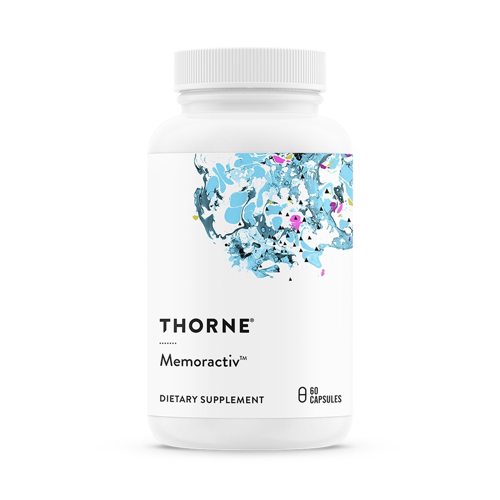 THORNE - Memoractiv - Nootropic Brain Supplement for Focus, Creativity, and Concentration - Ashwagandha, Ginkgo, Lutemax, Bacopa, Pterostilbene - Gluteeniton, Dairy-free* - 60 kapselia - 30 tarjoilua