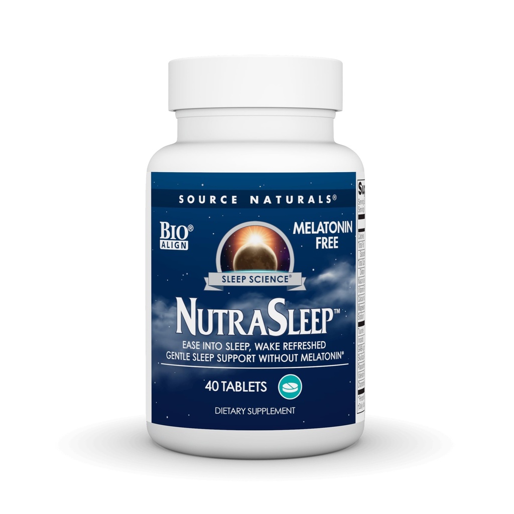 Source Naturals NutraSleep, Melatoniinivapaa Multi-Nutrient & Herb Complex, Kasvissyöjä Formula for Rentoutus Tuki - 40 tablettia