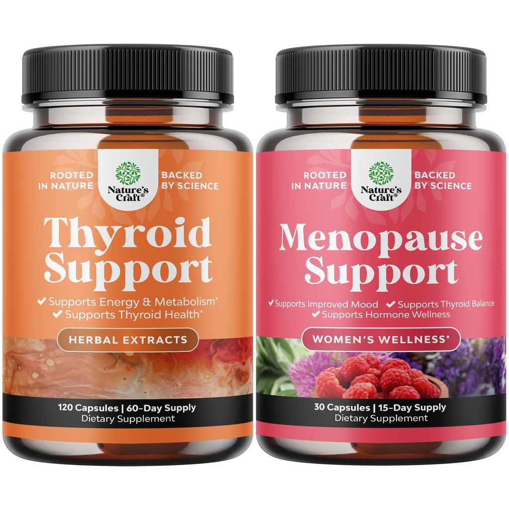 Bundle of Herbal Adrenal ja Kilpirauhasen tuki Complex - Mood Enhancer Energy Supplement Kilpirauhasen terveys ja täydellinen kasviperäisten vaihdevuodet täydentää naisten yöhiki Mood ja enemmän