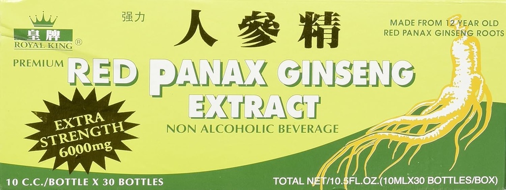Royal King Red Panax Ginseng Extract 6000mg, 0,33 Fl Oz (Pakki 30)