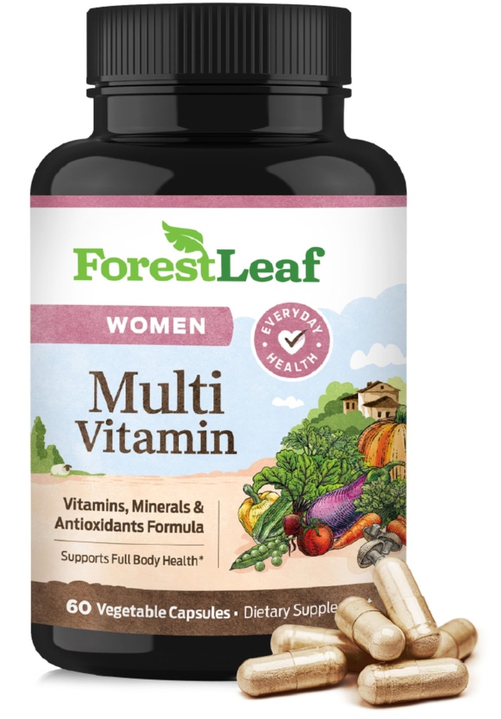 ForestLeaf Päivittäinen monivitamiini naisille, useita vitamiineja naisille - naisten monivitamiinit ja moniminerals täydennysosa ... Kaikki olennaiset vitamiinit tarvitaan terveyden ja energian 60 Veg Caps