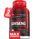 Herbtonics Korean punainen Panax Ginseng 1500mg - Energy Supplement Peak Performance, Focus & Vitality - High Potency Ginseng juuriuute - 120 vegan kapselit