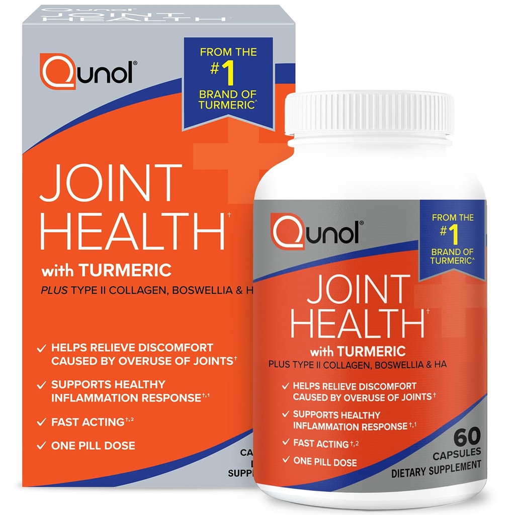 Qunol 5-in-1 Joint Support Supplement, Fast Acting, Yksi pilleri annos, Tuki terve tulehdusvaste & epämukavuus aiheuttama ylikäyttö nivelet, Vaihtoehto Glukosamiini Chondroitin MSM, 60